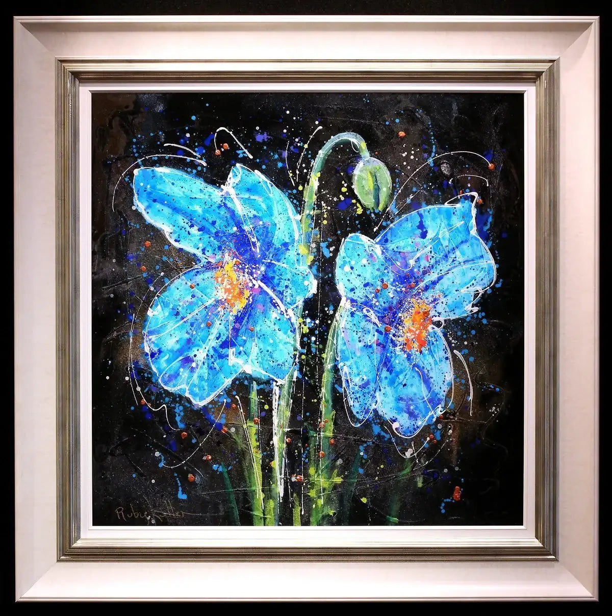 Blue Blooms I - SOLD by artist Ruby Keller - Wyecliffe Galleries