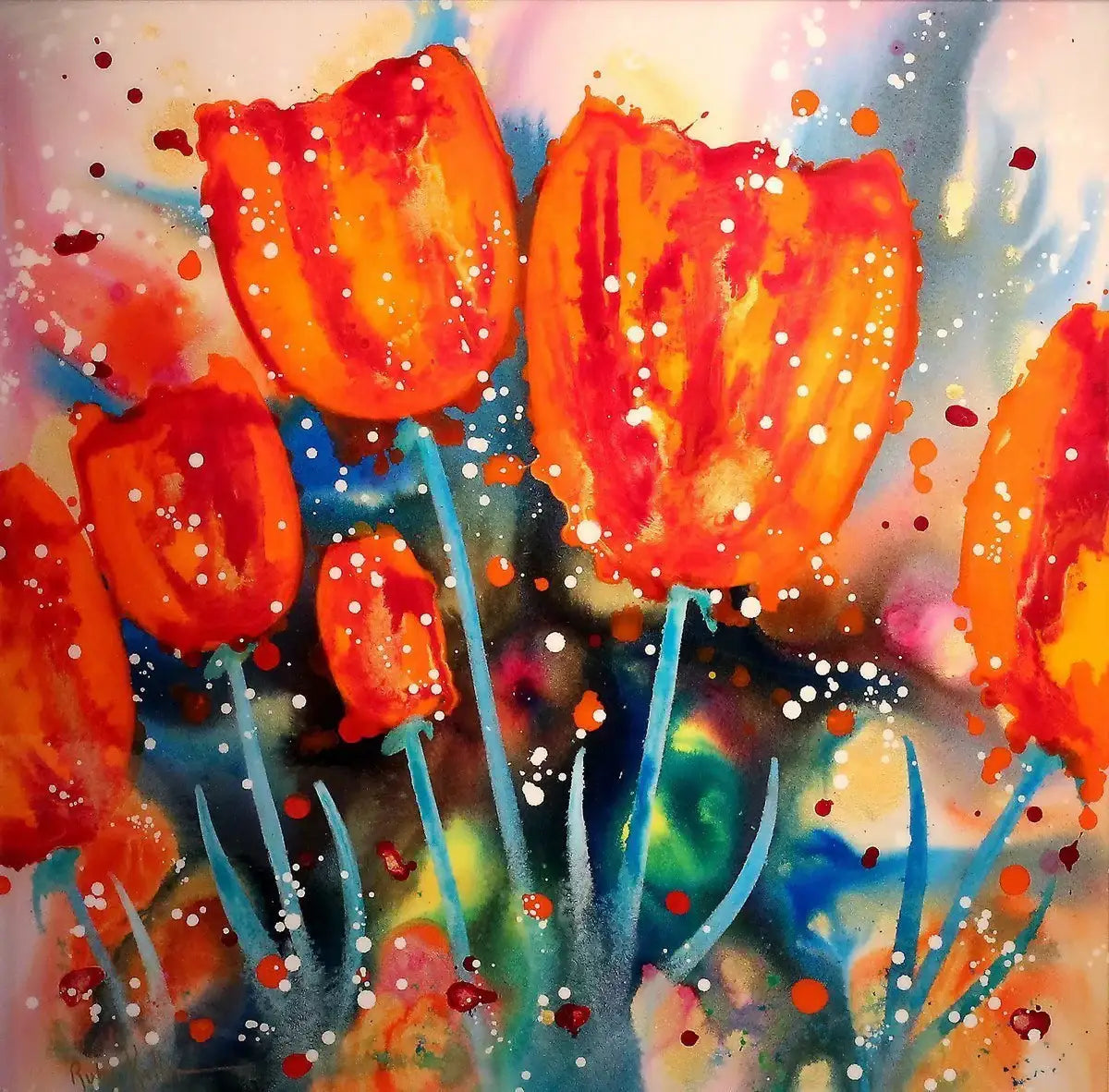 Bright Tulips - SOLD by artist Ruby Keller - Wyecliffe Galleries