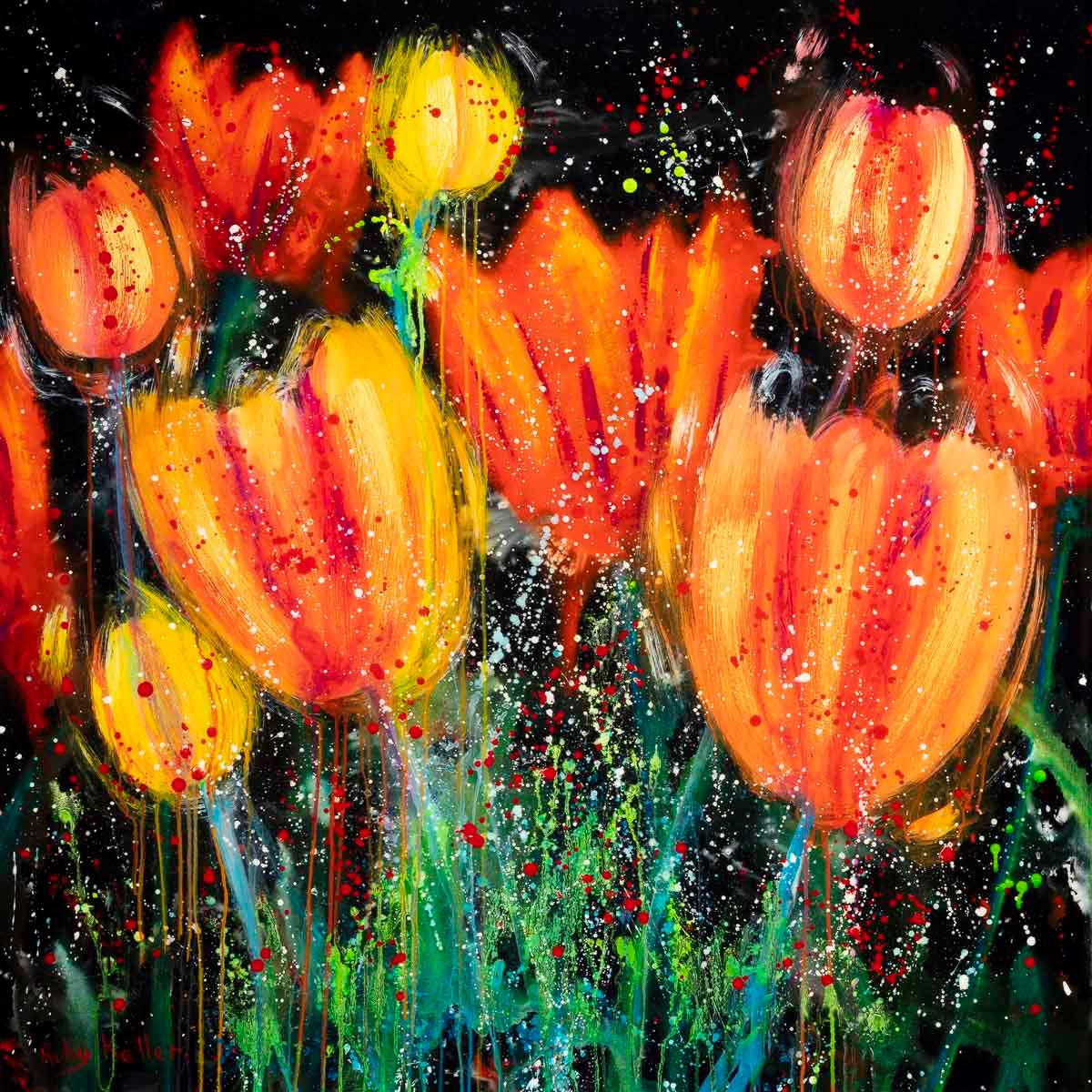 Flower Power - Original by artist Ruby Keller - Wyecliffe Galleries