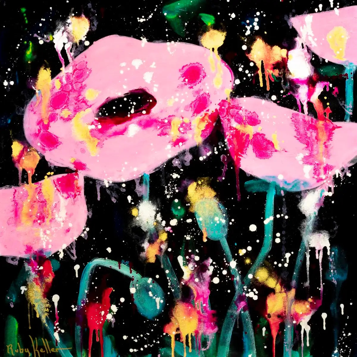 Fuschia Fields - Original by artist Ruby Keller - Wyecliffe Galleries