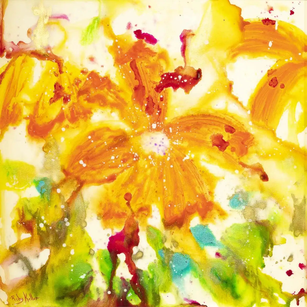 Gold Gardens - Original by artist Ruby Keller - Wyecliffe Galleries