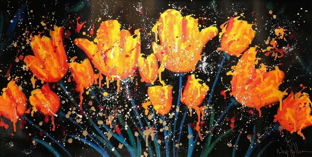 Golden Display - SOLD by artist Ruby Keller - Wyecliffe Galleries