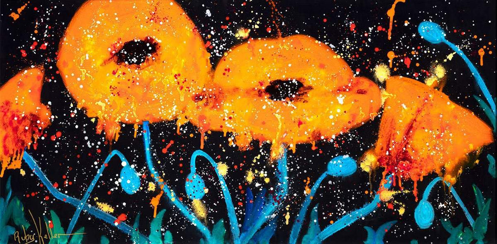 Poppy Passion - Original SOLD by artist Ruby Keller - Wyecliffe Galleries