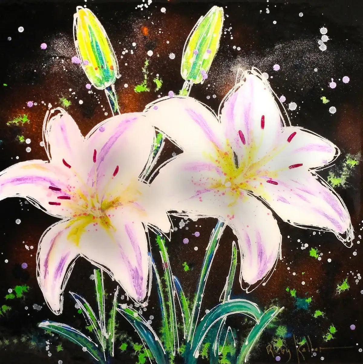 White Lilies I - SOLD by artist Ruby Keller - Wyecliffe Galleries