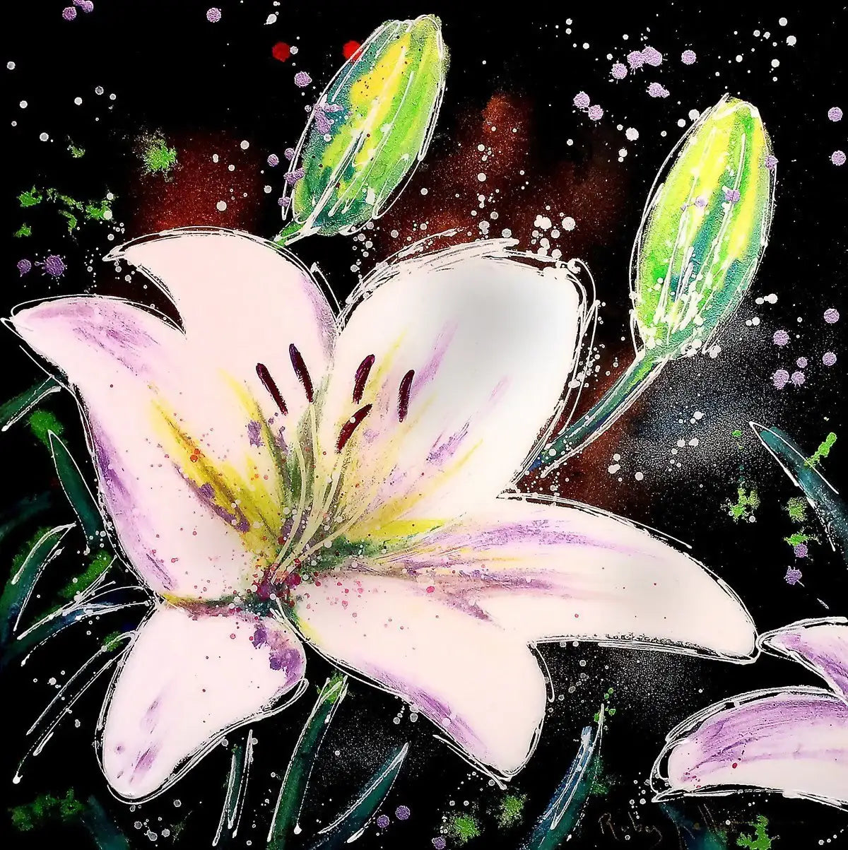 White Lilies II - SOLD by artist Ruby Keller - Wyecliffe Galleries