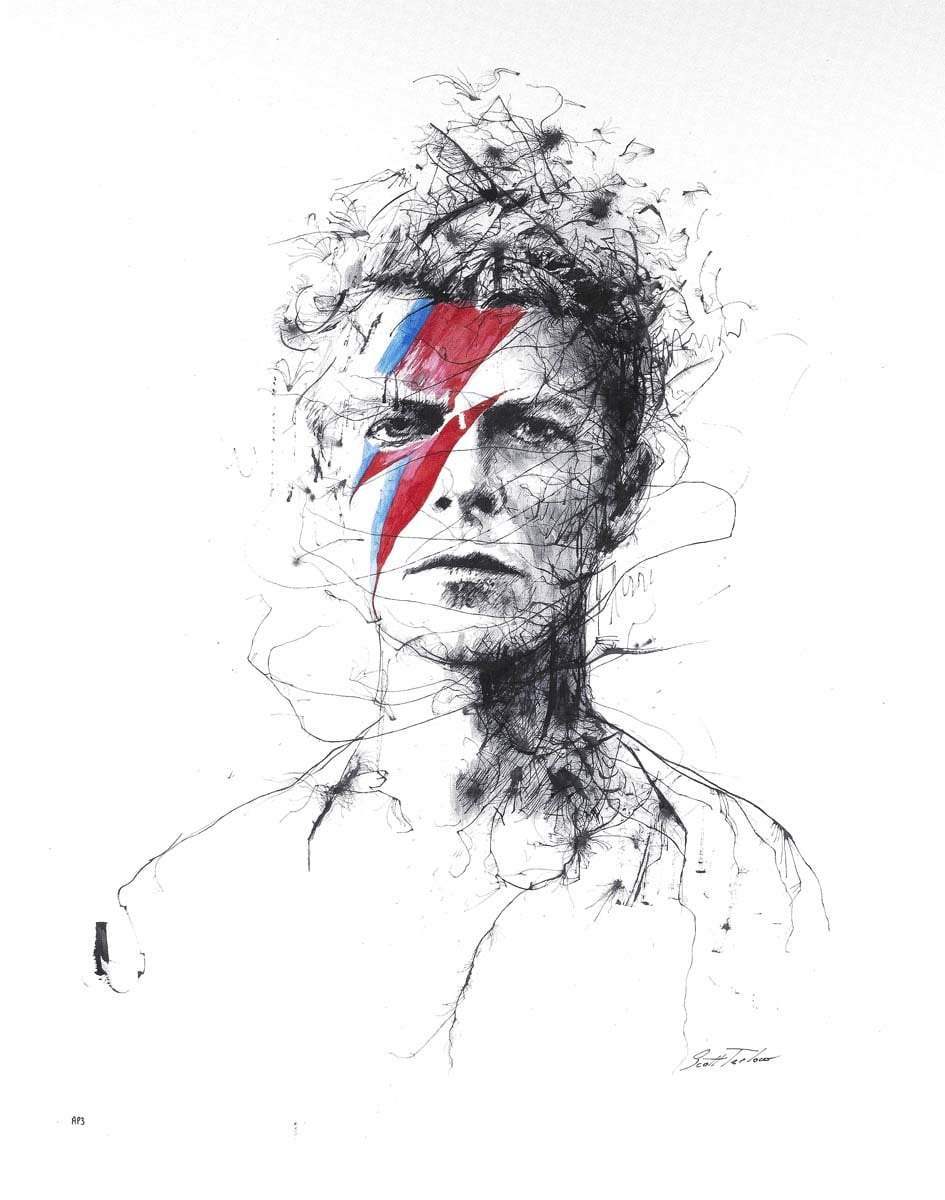 Bowie - Unique Edition - SOLD by artist Scott Tetlow - Wyecliffe Galleries