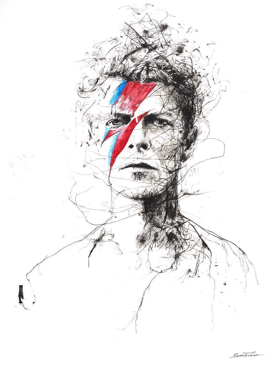 Bowie - Original - SOLD by artist Scott Tetlow - Wyecliffe Galleries