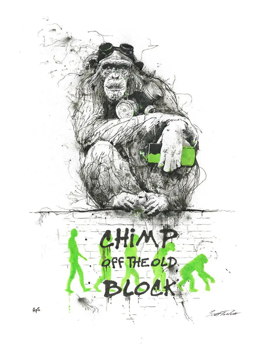 Chimp Off The Old Block - Miniature Edition by artist Scott Tetlow - Wyecliffe Galleries