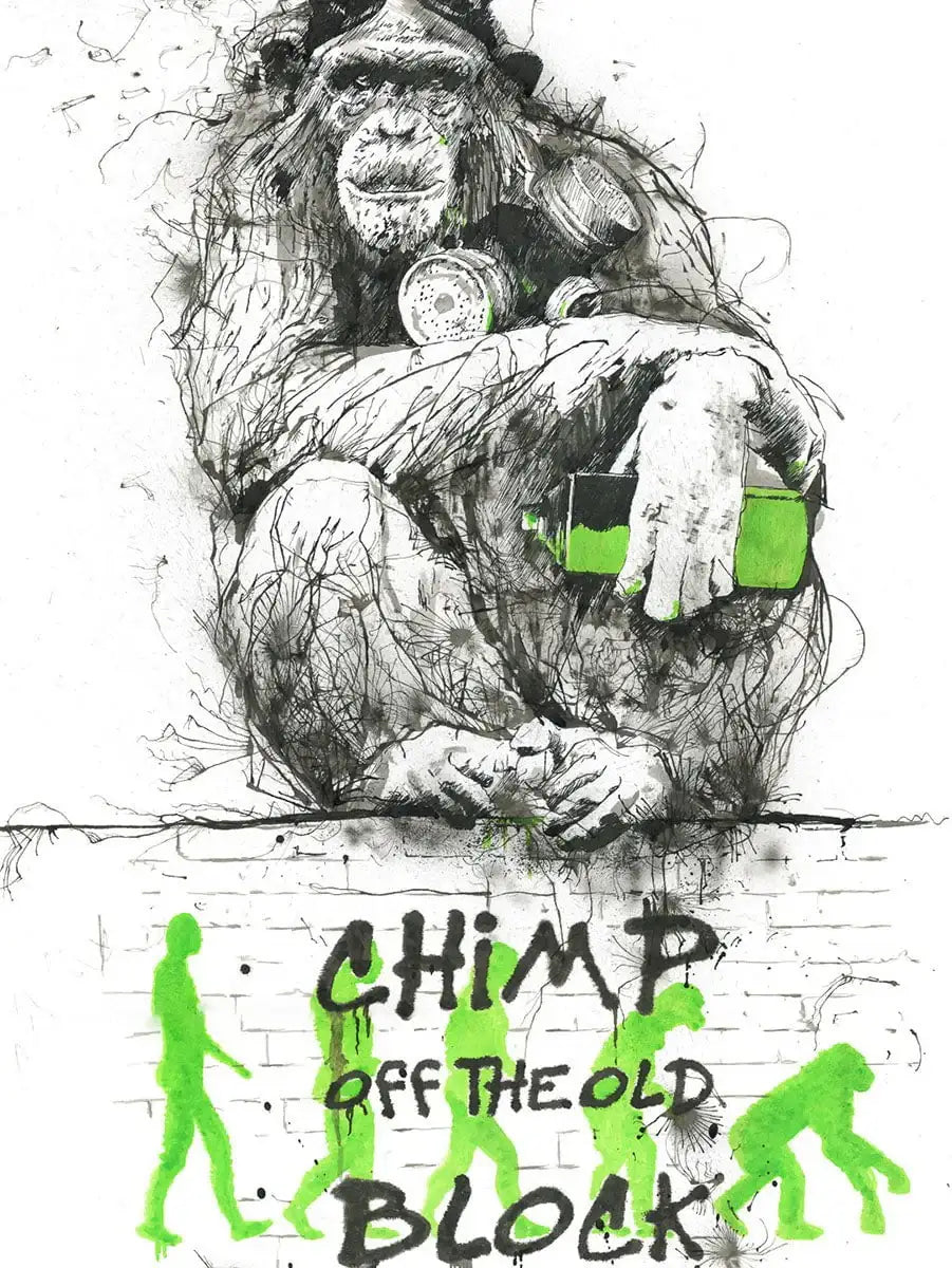 Chimp Off The Old Block - Miniature Edition by artist Scott Tetlow - Wyecliffe Galleries