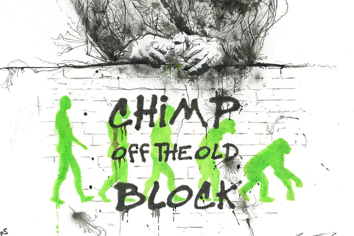 Chimp Off The Old Block - Miniature Edition by artist Scott Tetlow - Wyecliffe Galleries