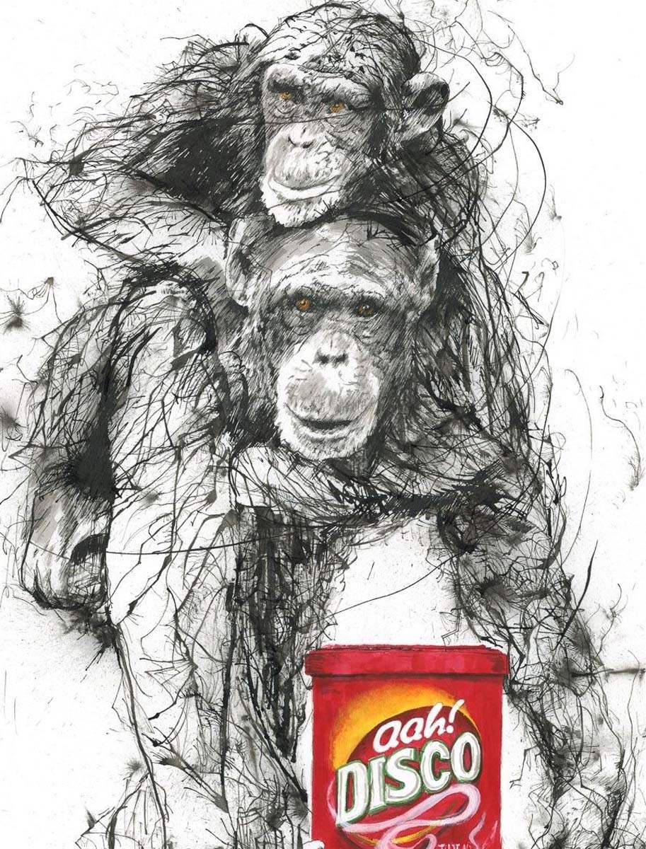 Chimps and Gravy - Original - SOLD by artist Scott Tetlow - Wyecliffe Galleries