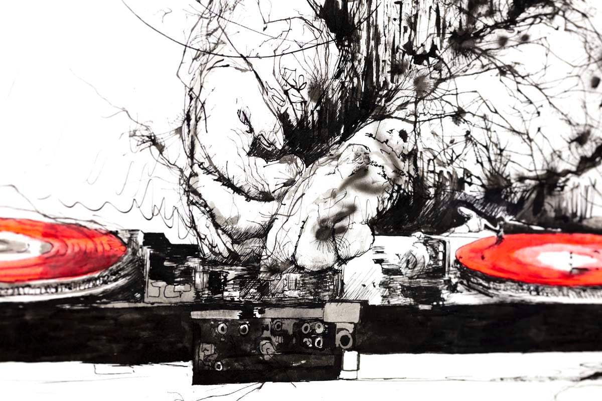 DJ Man Cub II - Original - SOLD by artist Scott Tetlow - Wyecliffe Galleries