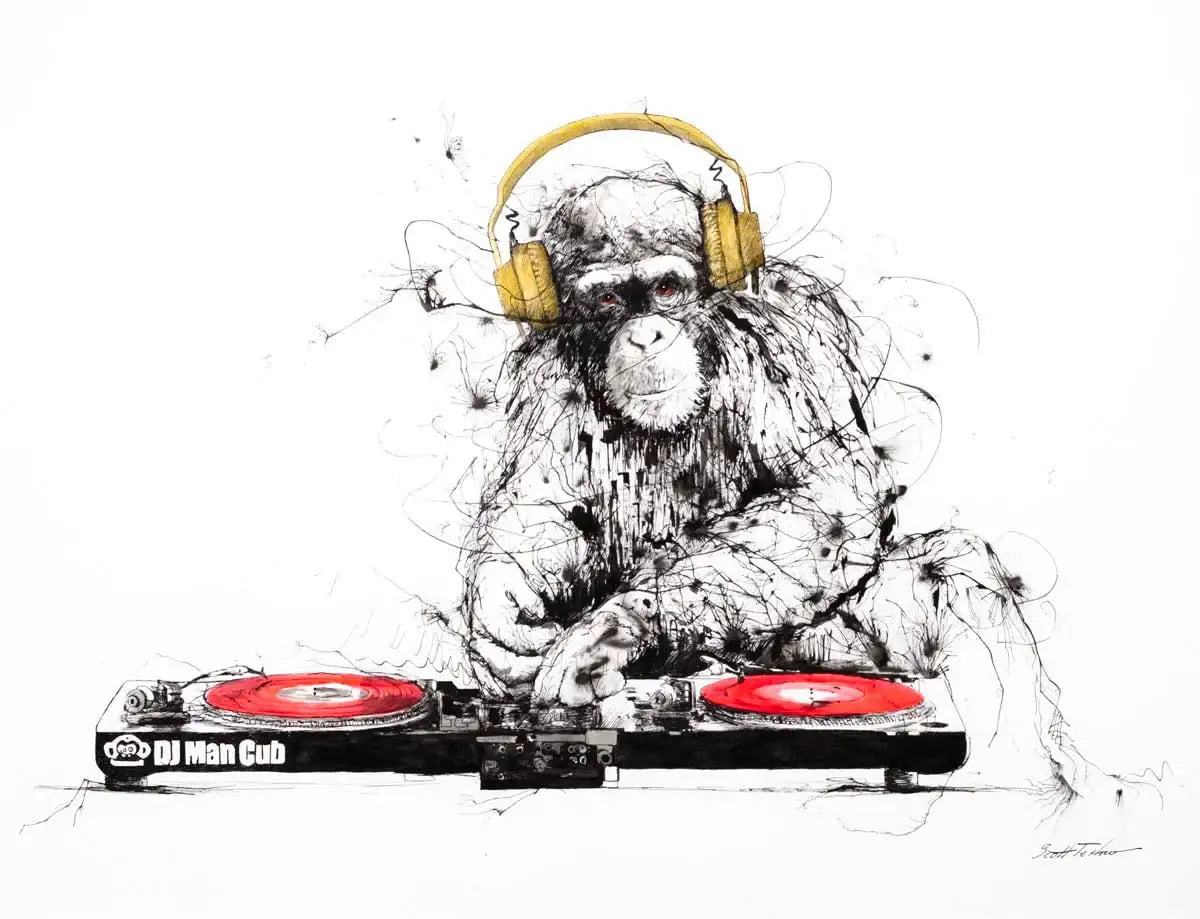 DJ Man Cub II - Original - SOLD by artist Scott Tetlow - Wyecliffe Galleries