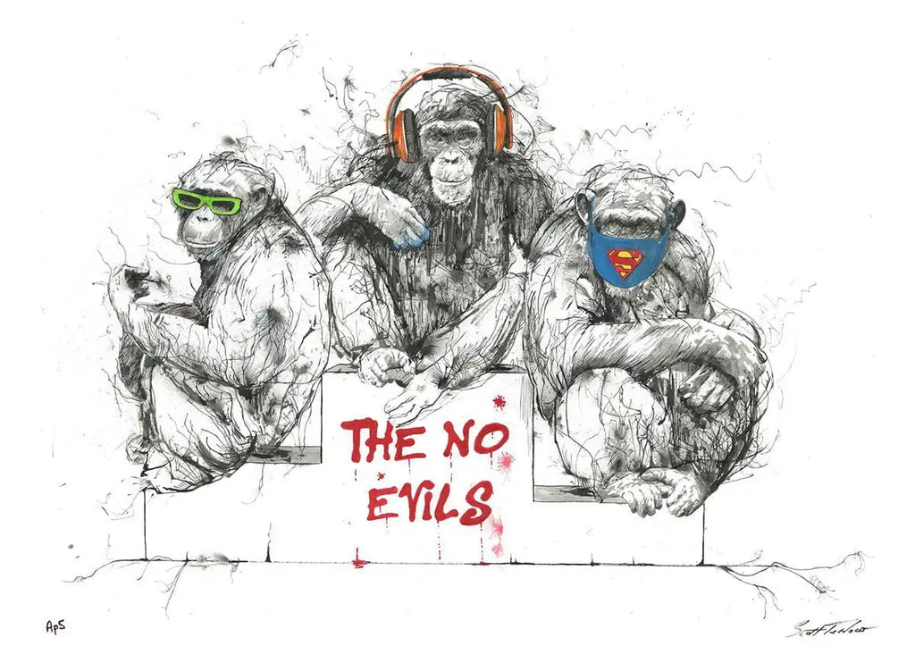 The No Evils - Miniature Edition by artist Scott Tetlow - Wyecliffe Galleries