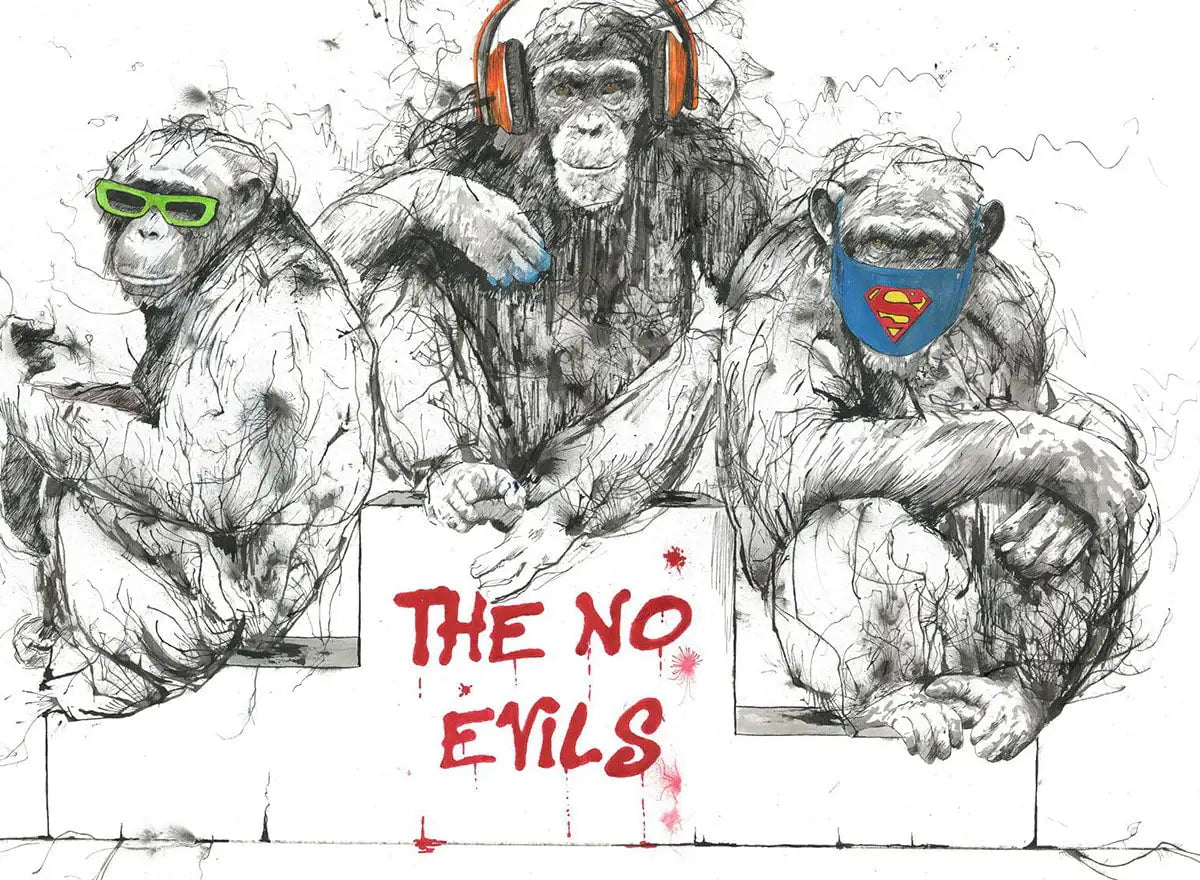The No Evils - Miniature Edition by artist Scott Tetlow - Wyecliffe Galleries