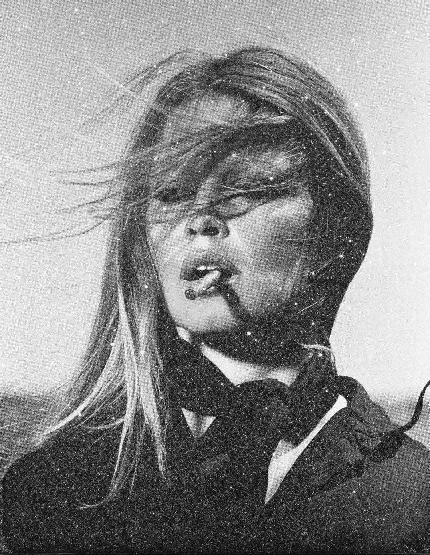 Bardot With Cigar Canvas - SOLD OUT by artist Simon Claridge - Wyecliffe Galleries