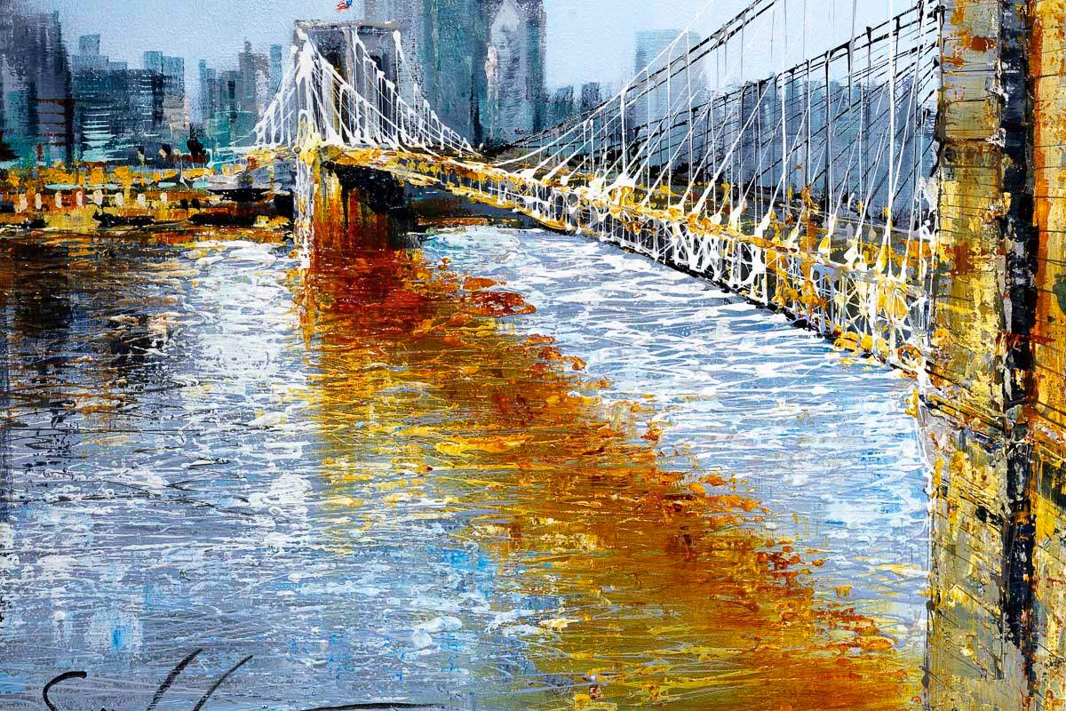 A Bridge to Brooklyn - Original SOLD by artist Simon Wright - Wyecliffe Galleries