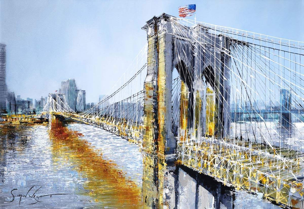 A Bridge to Brooklyn - Original SOLD by artist Simon Wright - Wyecliffe Galleries