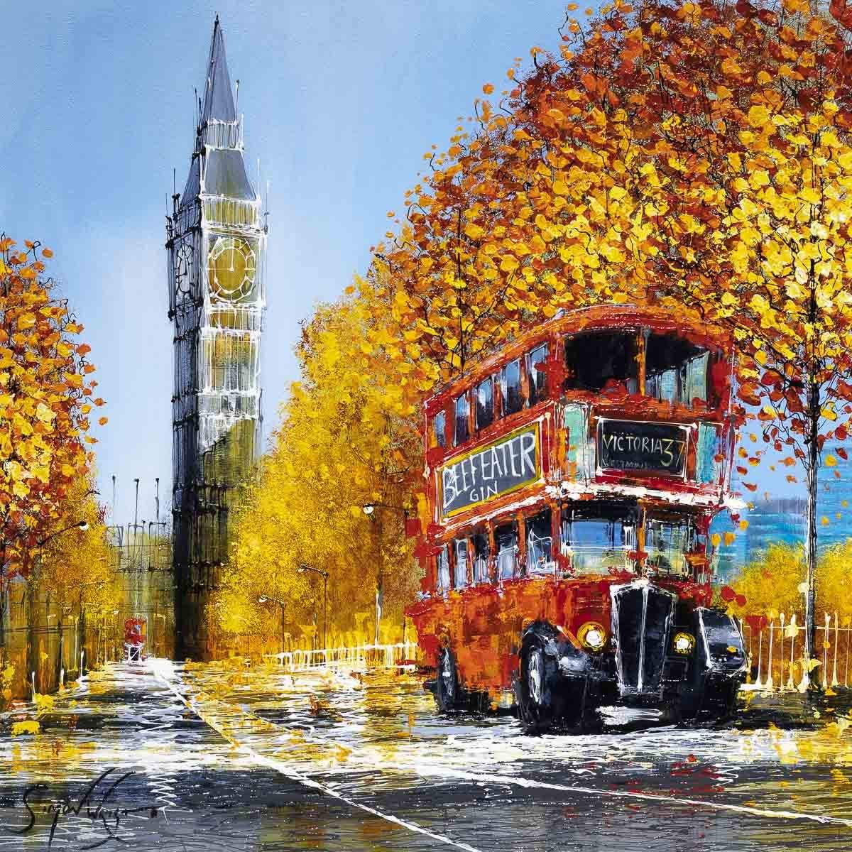 A Double Decker Tour - Original - SOLD by artist Simon Wright - Wyecliffe Galleries