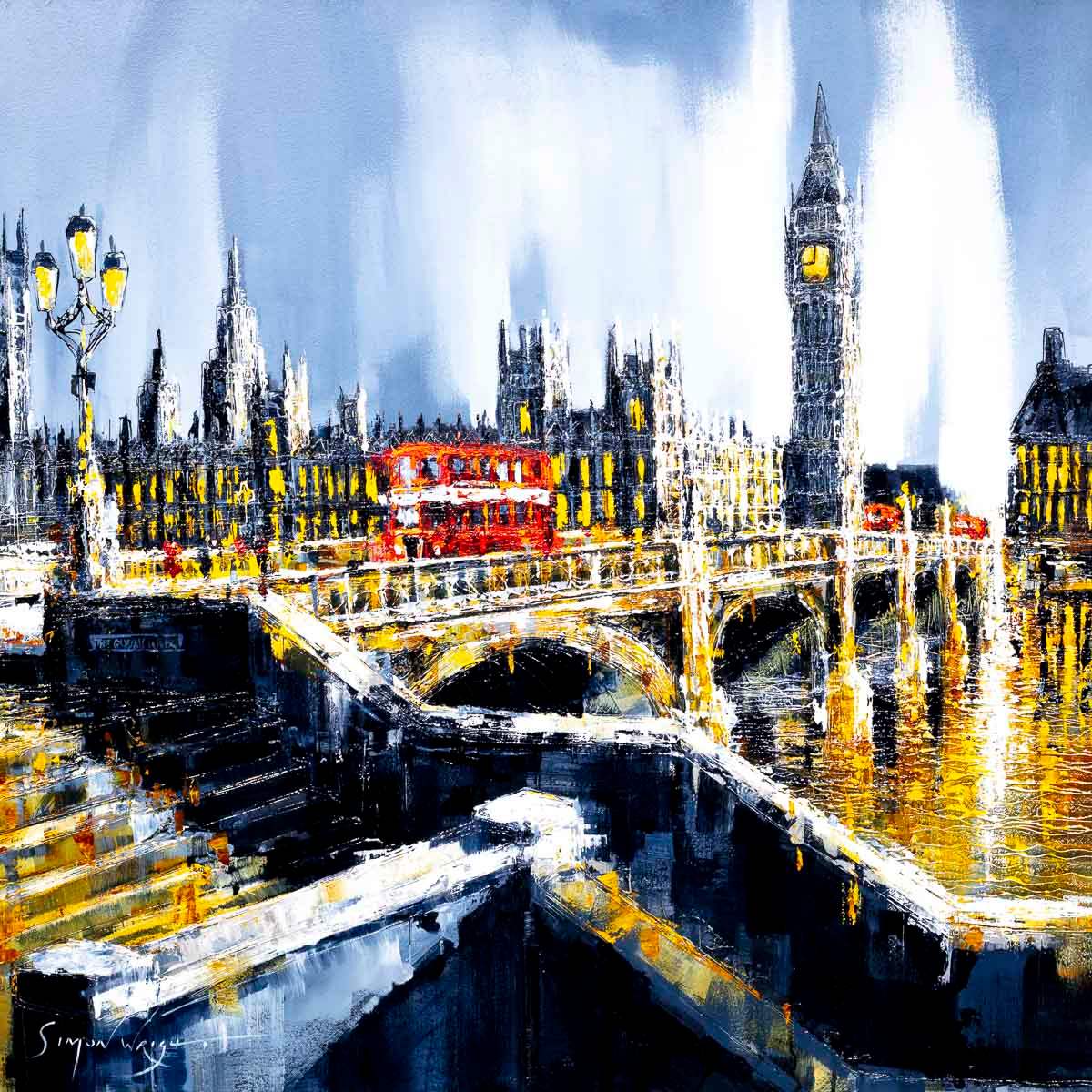 Across the Thames - Original - SOLD by artist Simon Wright - Wyecliffe Galleries