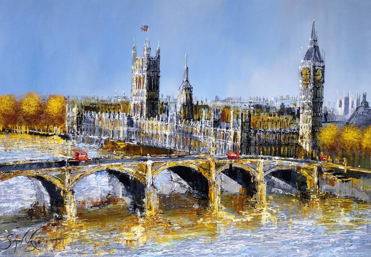 Autumn at The Thames - Original - SOLD by artist Simon Wright - Wyecliffe Galleries