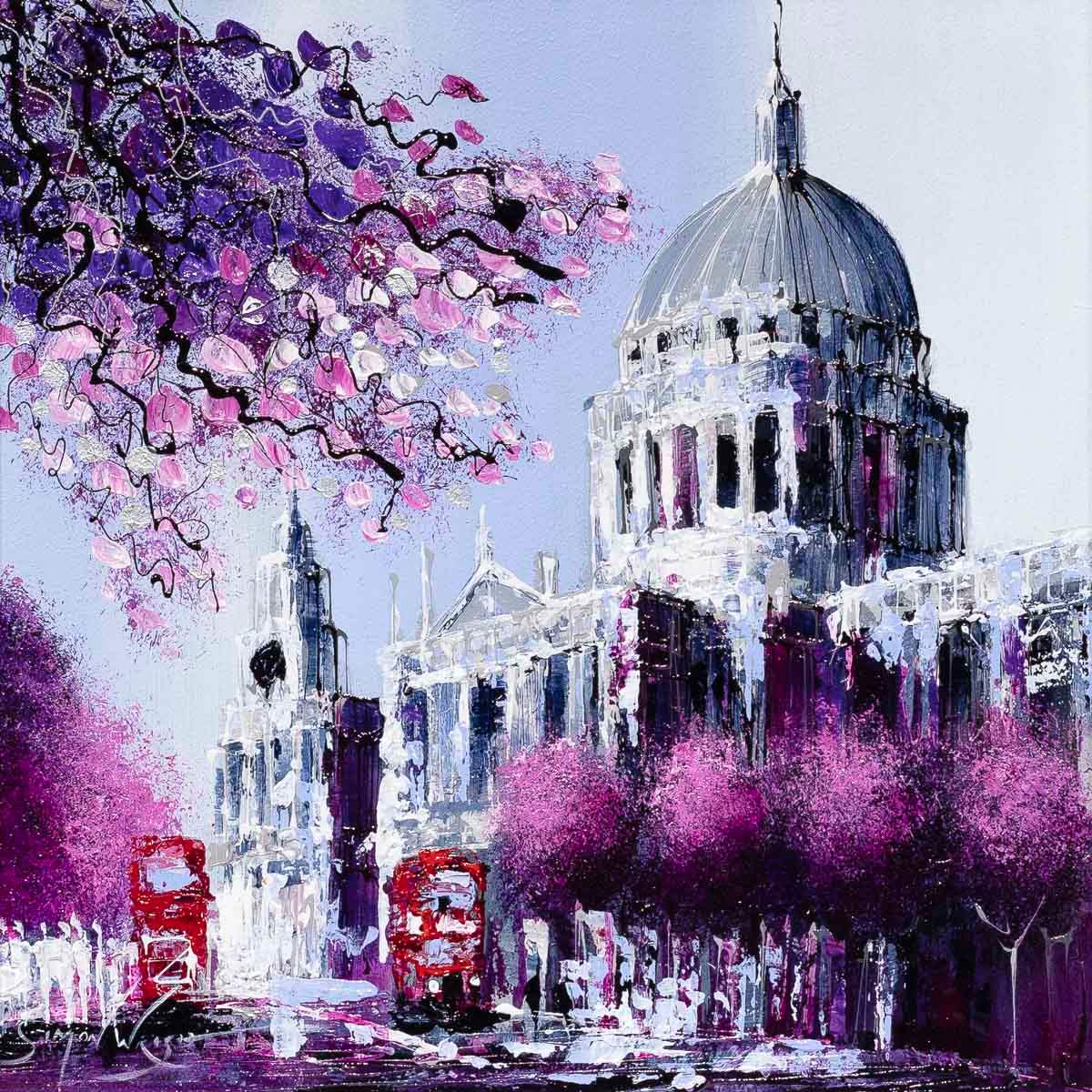 Blossoms in London - Original - SOLD by artist Simon Wright - Wyecliffe Galleries