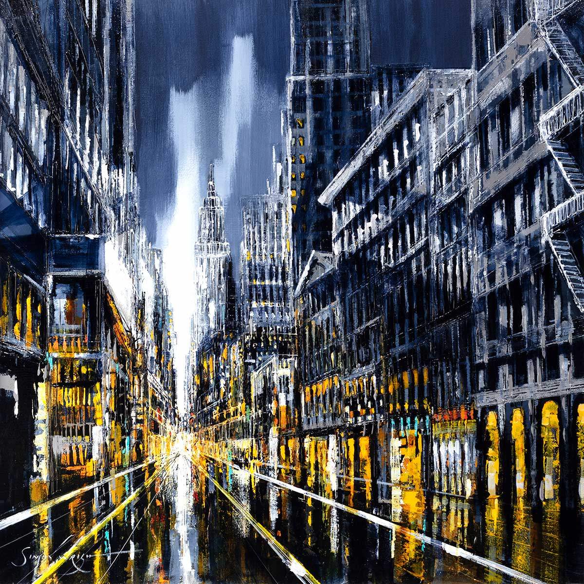 Bright Lights Big City - Original - SOLD by artist Simon Wright - Wyecliffe Galleries