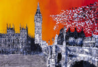 Burnt Skies Over Westminster - Original - SOLD by artist Simon Wright - Wyecliffe Galleries
