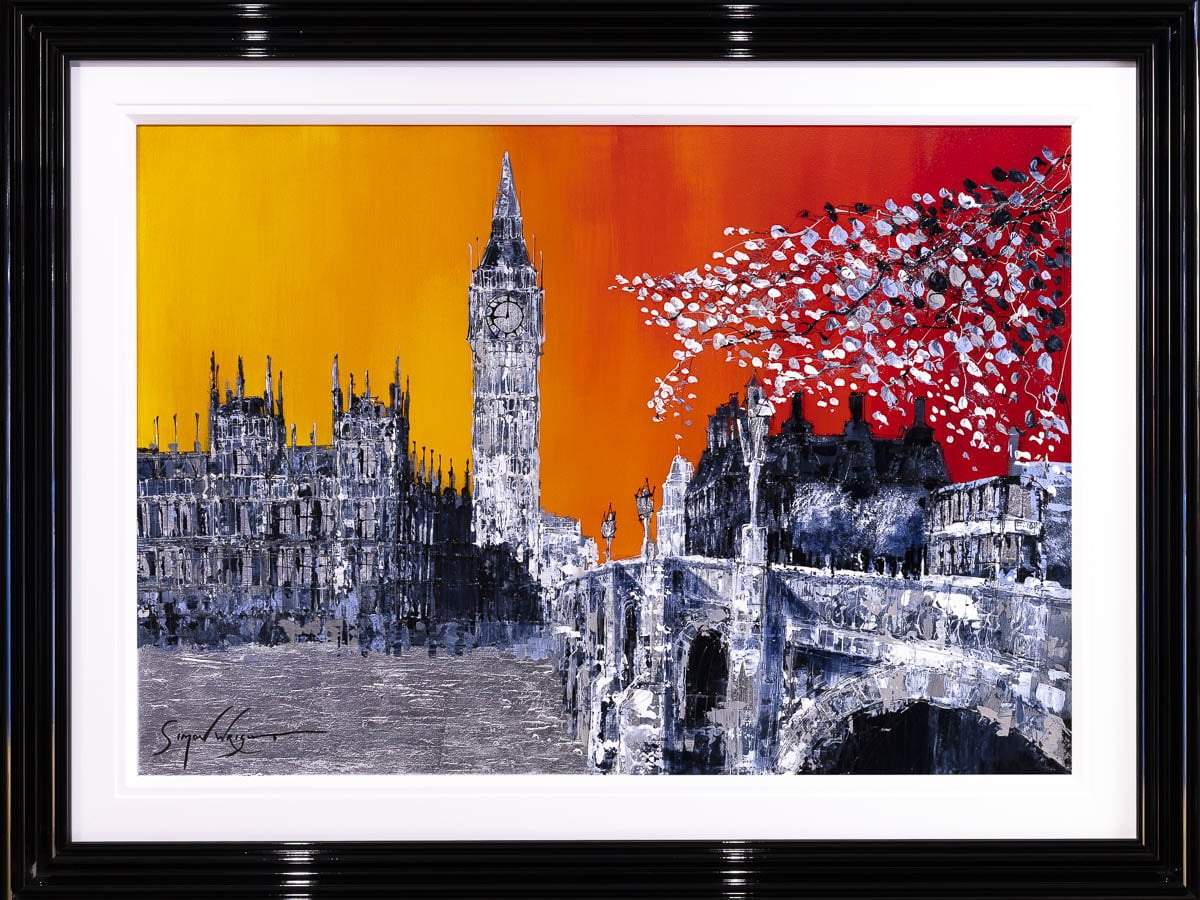 Burnt Skies Over Westminster - Original Simon Wright Framed