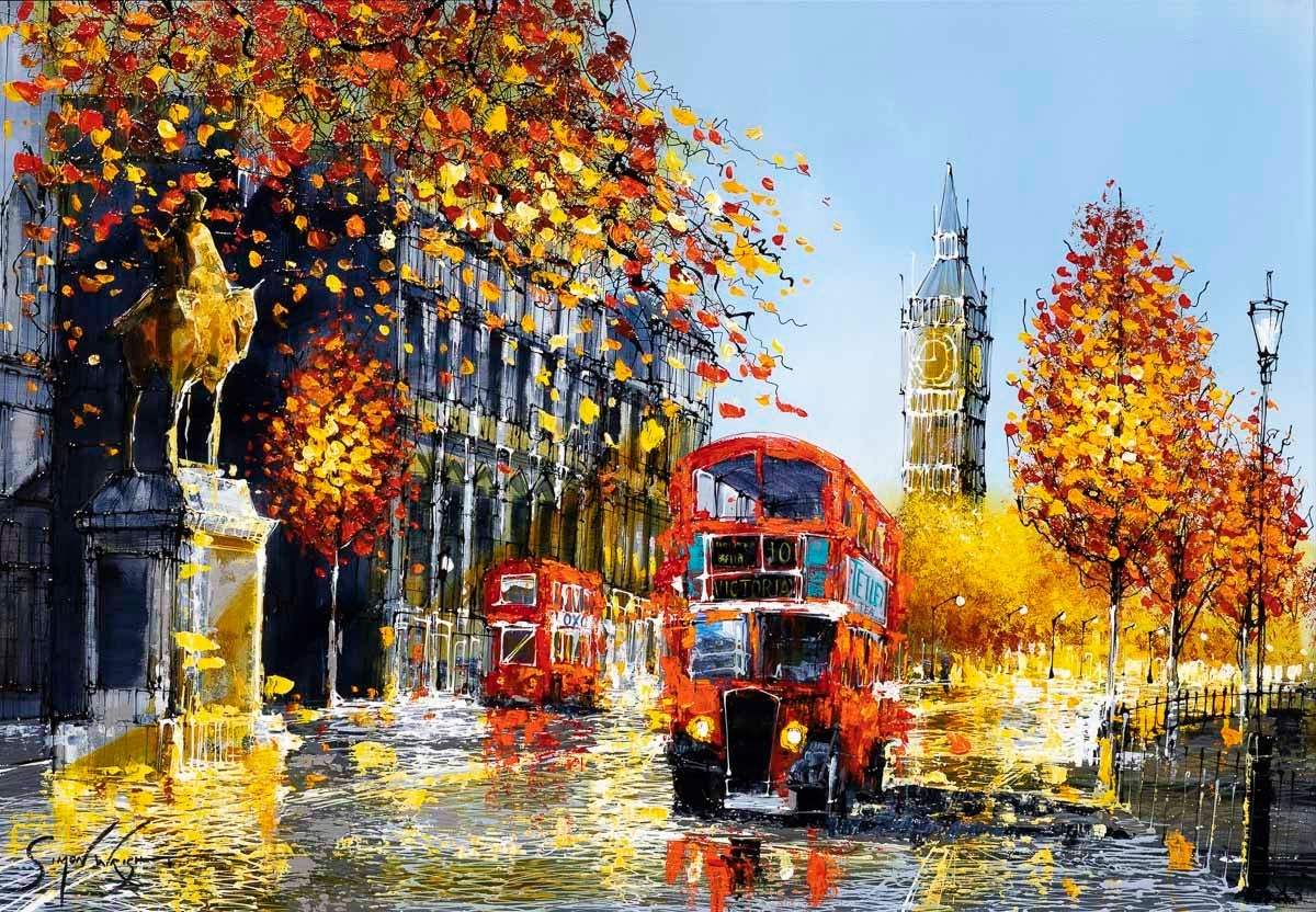 Bus Ride to London - Original - SOLD by artist Simon Wright - Wyecliffe Galleries