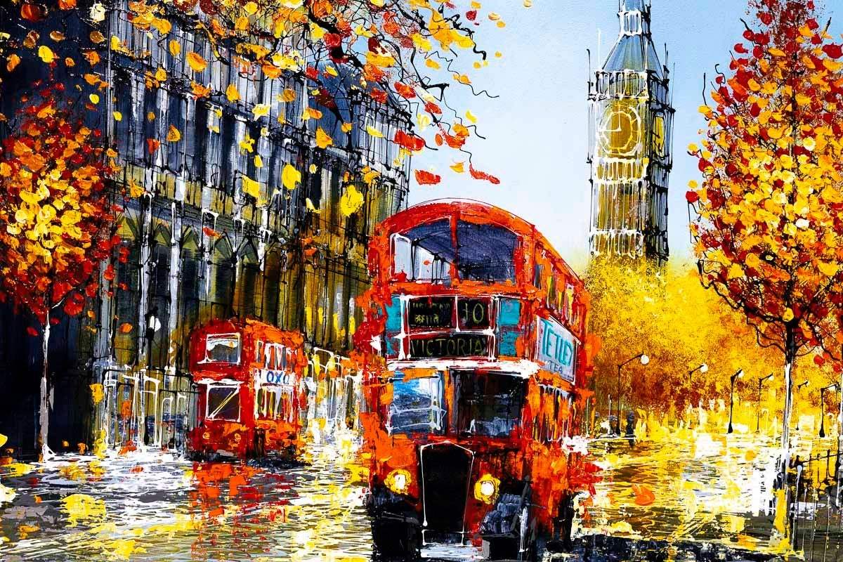 Bus Ride to London - Original - SOLD by artist Simon Wright - Wyecliffe Galleries