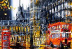 Bustling City - Original - SOLD by artist Simon Wright - Wyecliffe Galleries