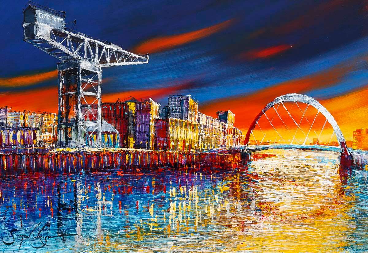 Clyde Arc Glow - Original - SOLD by artist Simon Wright - Wyecliffe Galleries