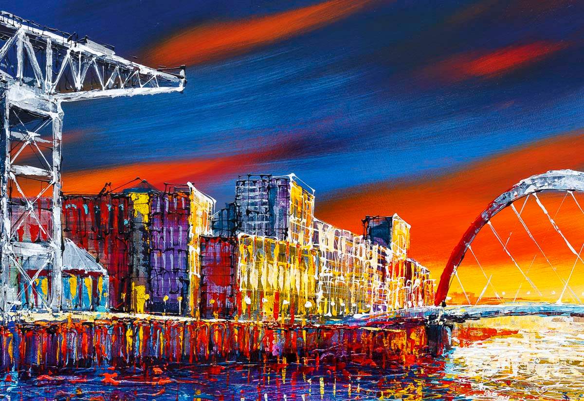 Clyde Arc Glow - Original - SOLD by artist Simon Wright - Wyecliffe Galleries