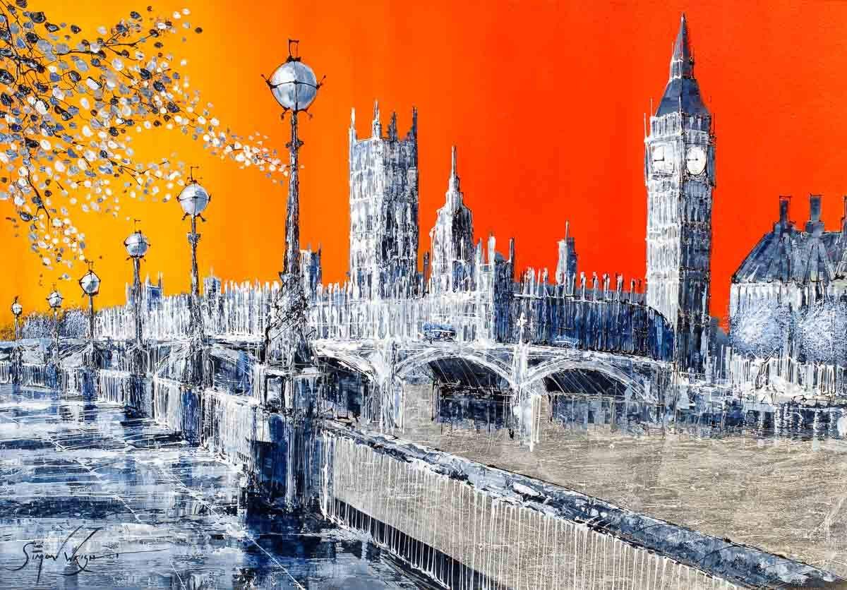 Fiery Skies - Original - SOLD by artist Simon Wright - Wyecliffe Galleries