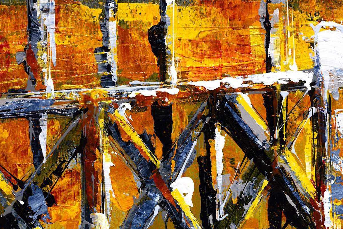 Golden Gondolas - Original - SOLD by artist Simon Wright - Wyecliffe Galleries