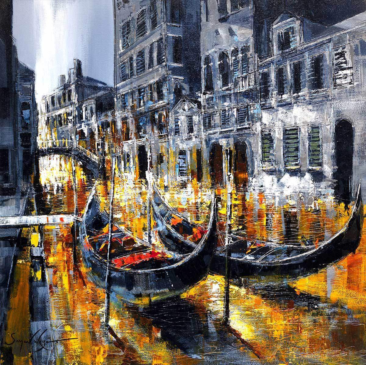 Gondola Ride - Original - SOLD by artist Simon Wright - Wyecliffe Galleries