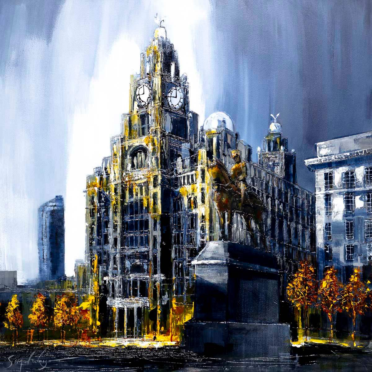 Liver Building - Original - SOLD by artist Simon Wright - Wyecliffe Galleries
