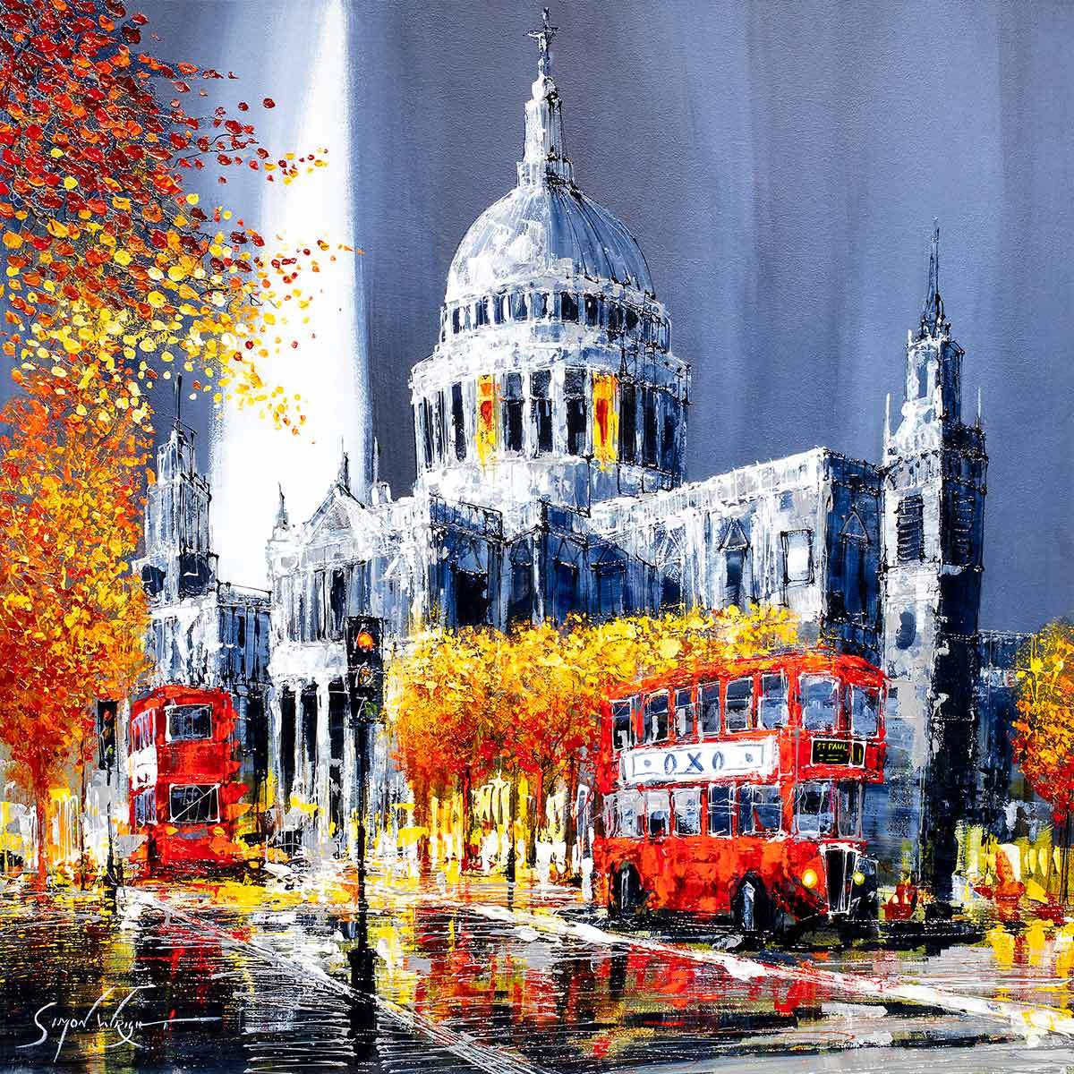 London Buses - Original - SOLD by artist Simon Wright - Wyecliffe Galleries