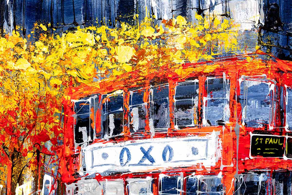London Buses - Original - SOLD by artist Simon Wright - Wyecliffe Galleries