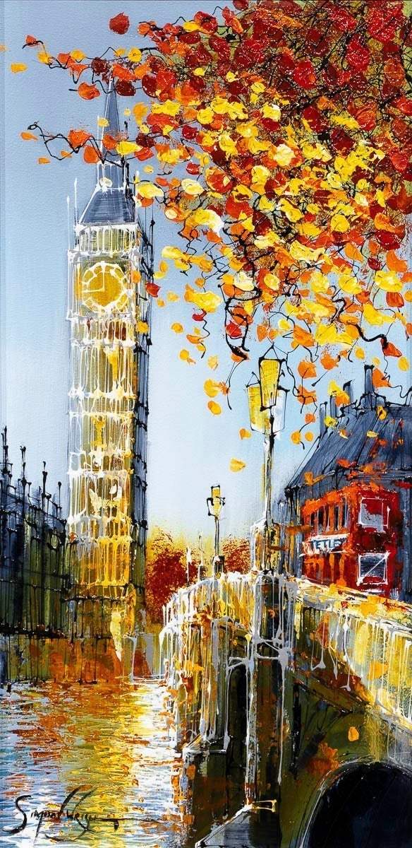 London in Autumn - Original - SOLD by artist Simon Wright - Wyecliffe Galleries