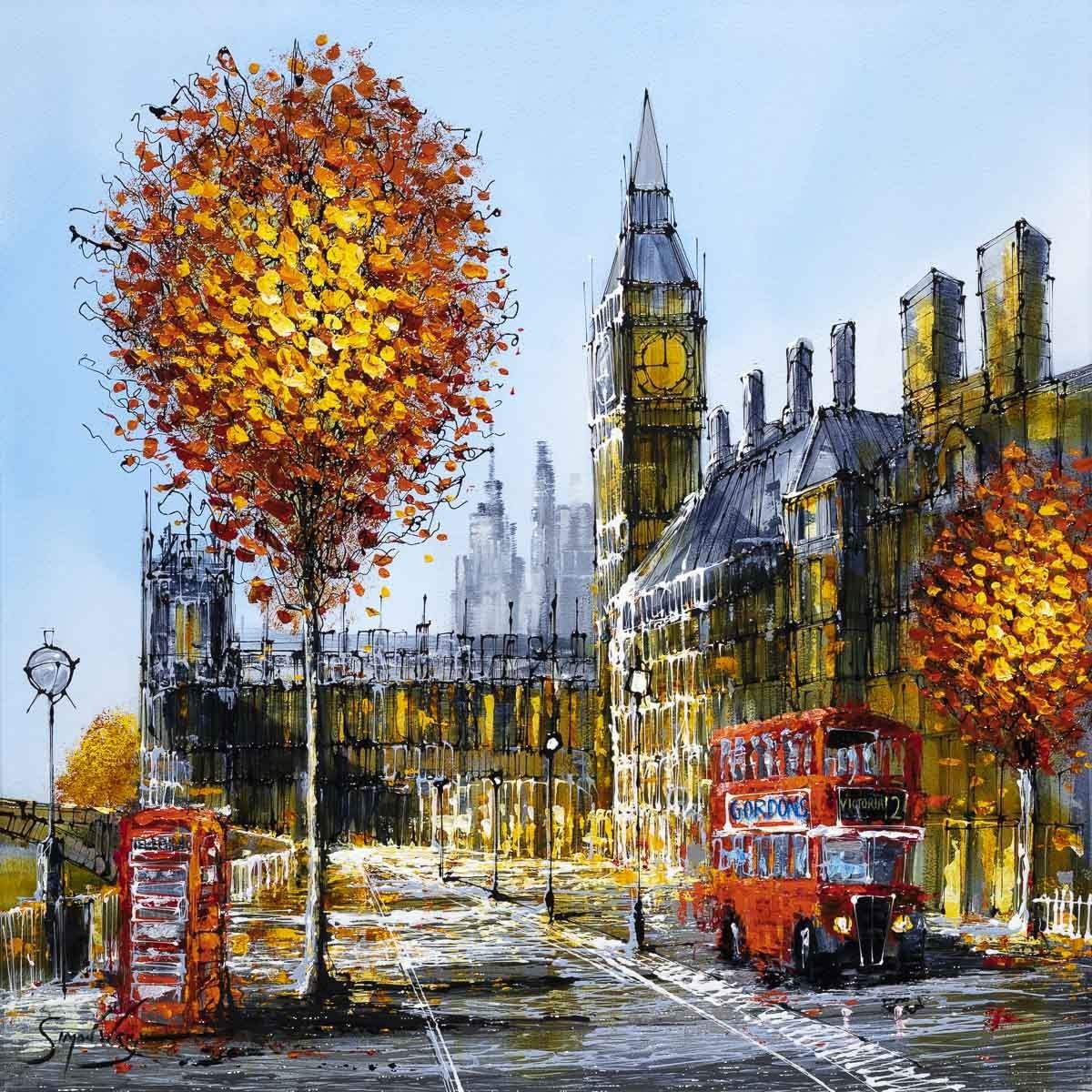 London Sidewalk - Original - SOLD by artist Simon Wright - Wyecliffe Galleries