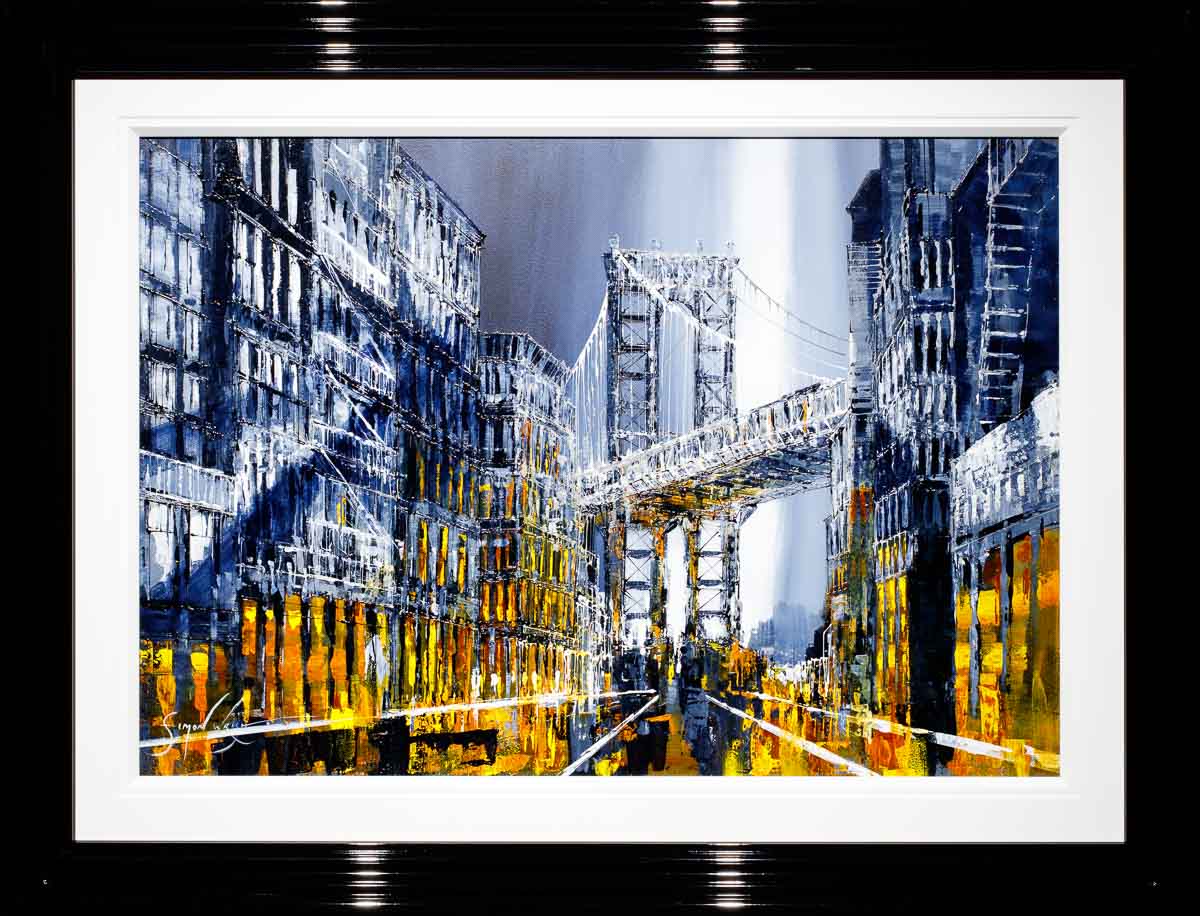 Manhattan at Night - Original Simon Wright Framed