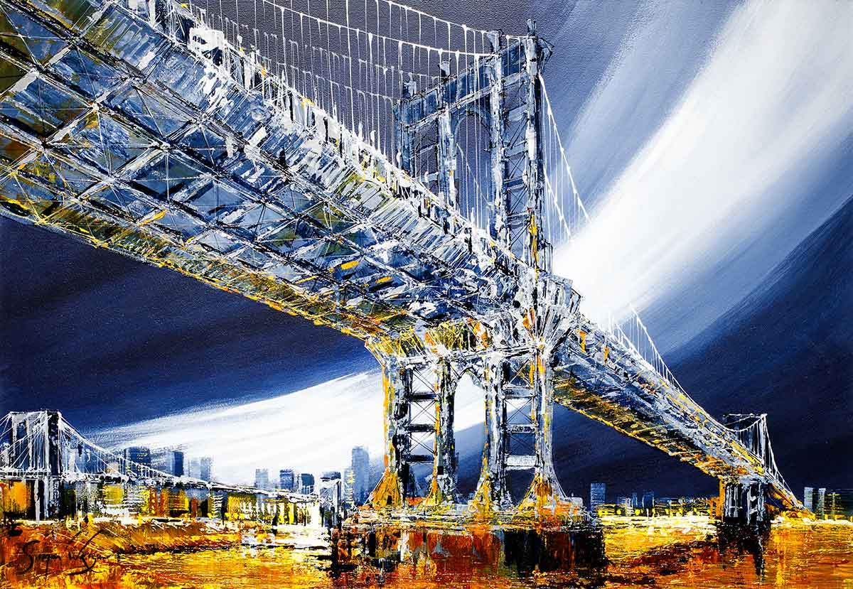 Manhattan Bridge - Original - SOLD by artist Simon Wright - Wyecliffe Galleries