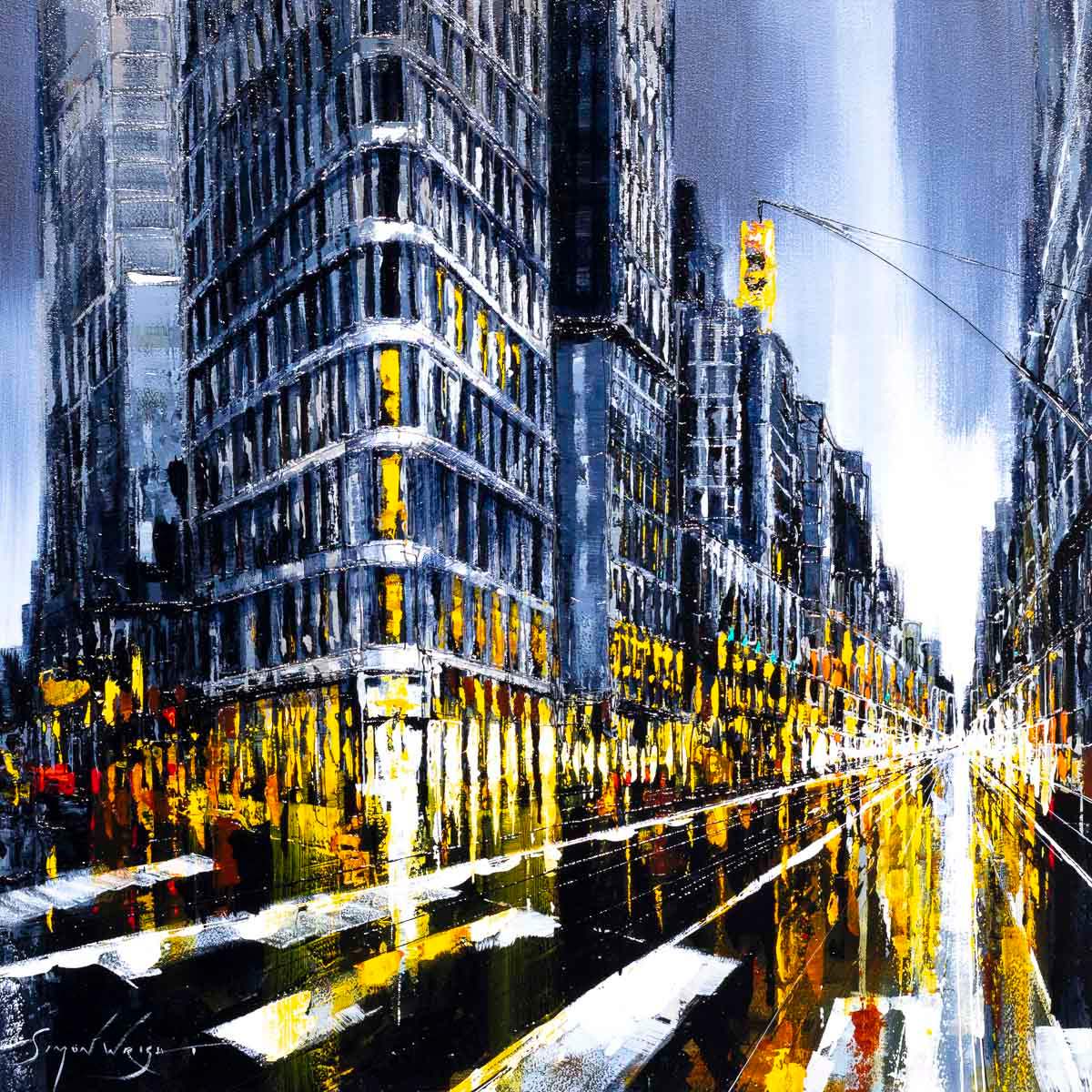 New York Night - Original - SOLD by artist Simon Wright - Wyecliffe Galleries