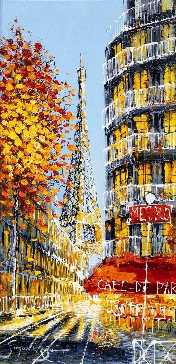 Paris in Autumn - Original - SOLD by artist Simon Wright - Wyecliffe Galleries