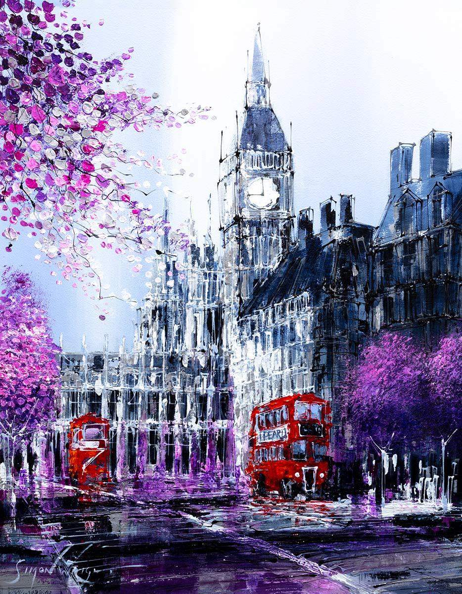 Pink Dusk - Original - SOLD by artist Simon Wright - Wyecliffe Galleries