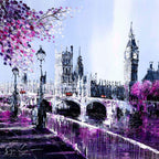 Pink Hues Over London - Original - SOLD by artist Simon Wright - Wyecliffe Galleries
