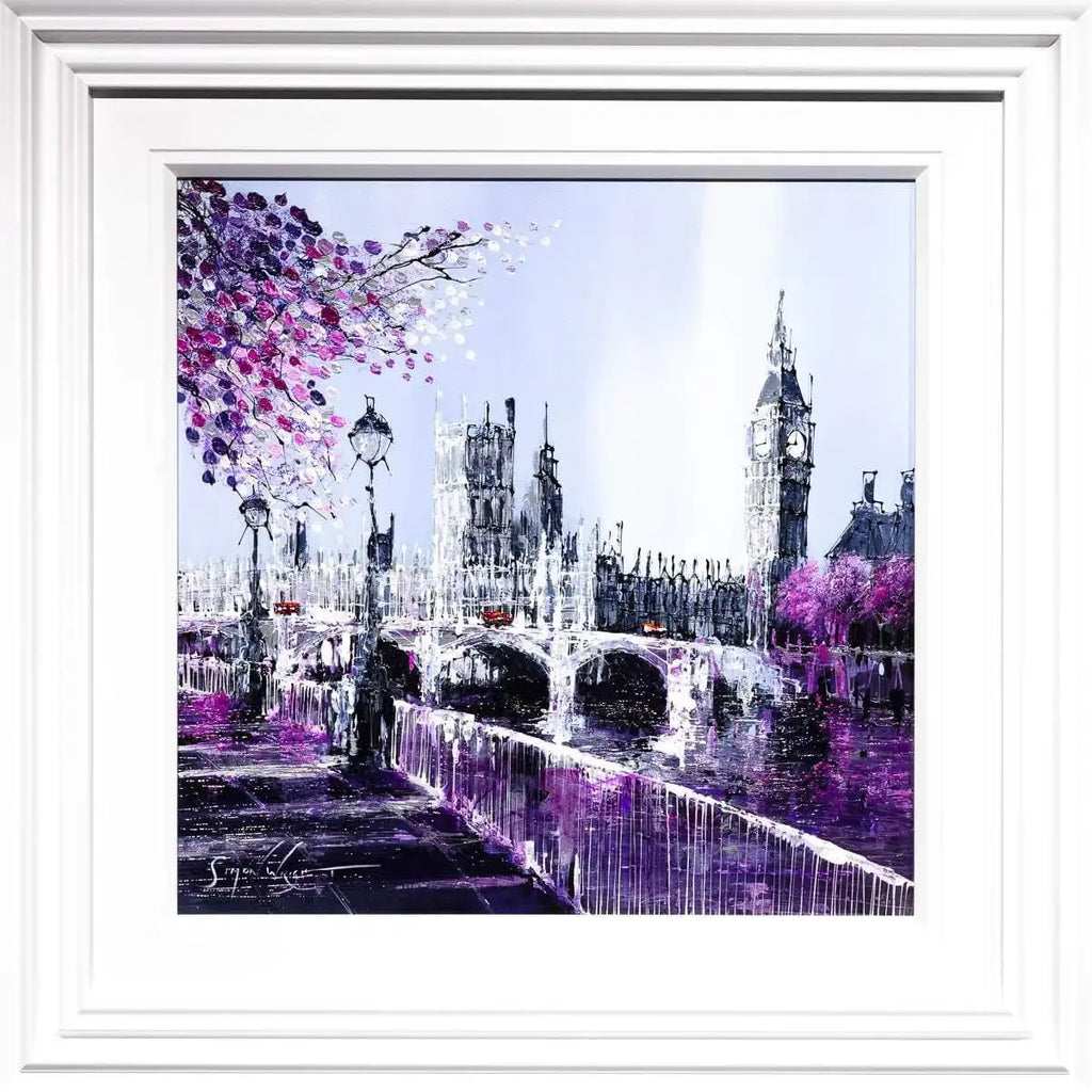 Pink Hues Over London - Original - SOLD by artist Simon Wright - Wyecliffe Galleries