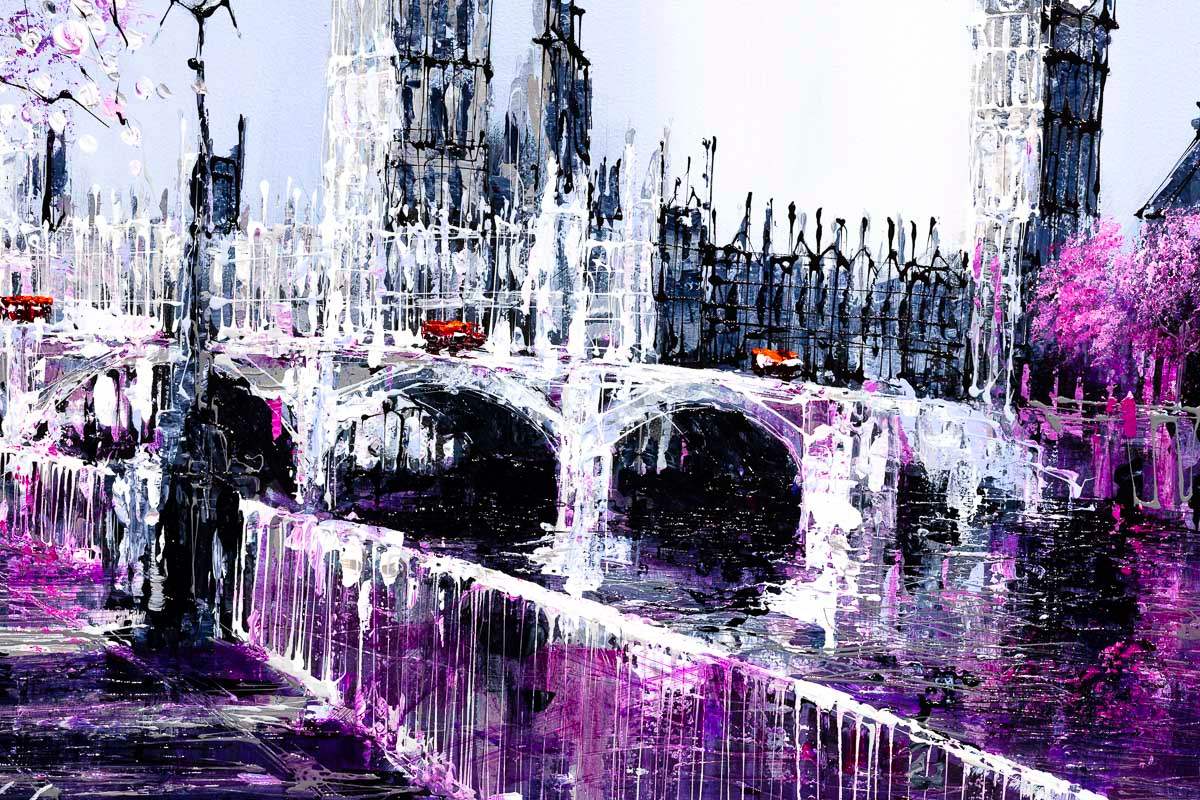 Pink Hues Over London - Original - SOLD by artist Simon Wright - Wyecliffe Galleries